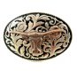 Western Silvertone Black Longhorn Belt Buckle #102113