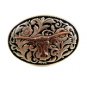 Western Silvertone Black Longhorn Belt Buckle #102113
