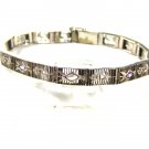 Edwardian Art Deco Sterliing Silver Amythests Filigree Bracelet Unbranded 7715aa