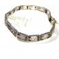 Edwardian Art Deco Sterliing Silver Amythests Filigree Bracelet Unbranded 7715aa