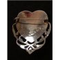 Vintage Siam Sterling Yellow Niello Enamel Mermaid In Heart Brooch