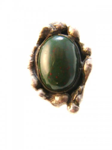 Great Vintage Native American Sterling Green Agate Ring Sz 8