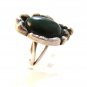 Great Vintage Native American Sterling Green Agate Ring Sz 8