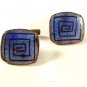 Vintage Blue Glass Tile Cufflinks Unbranded 71915