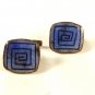 Vintage Blue Glass Tile Cufflinks Unbranded 71915