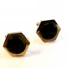 Vintage Silver Tone & Green Onyx Cufflinks by Dante
