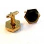 Vintage Silver Tone & Green Onyx Cufflinks by Dante
