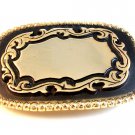 Gold Tone Black Enamel Western Cowboy Belt Buckle Made in USA