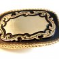Gold Tone Black Enamel Western Cowboy Belt Buckle Made in USA