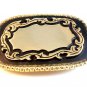 Gold Tone Black Enamel Western Cowboy Belt Buckle Made in USA