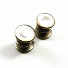 Art Deco True Vintage Silvertone Mother Pearl Cufflinks By SNAP LINK 101314