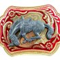 Made in USA Western Long Horn Head Belt Buckle #102113