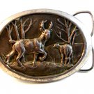Vintage Buck & Doe Deer Belt Buckle by Horizon Designs Made in U.S.A.