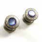 Art Deco True Vintage Silvertone Purple or Blue Cufflinks Unmarked 101314