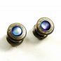 Art Deco True Vintage Silvertone Purple or Blue Cufflinks Unmarked 101314