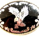 Vintage Silver Tone & Enameled American Eagle Belt Buckle