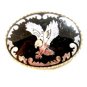 Vintage Silver Tone & Enameled American Eagle Belt Buckle
