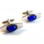 Vintage Silver Tone & Blue Cufflinks by Anson
