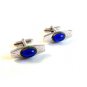 Vintage Silver Tone & Blue Cufflinks by Anson