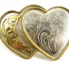 Ladies Silver Strike Entwined Hearts Western Belt Buckle 11142013