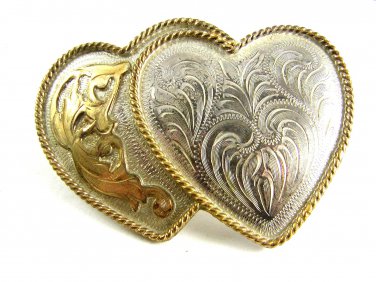 Ladies Silver Strike Entwined Hearts Western Belt Buckle 11142013