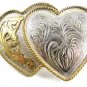 Ladies Silver Strike Entwined Hearts Western Belt Buckle 11142013
