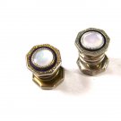 Art Deco Silvertone Mother of Pearl & Black Cufflinks by SNAP LINK 71615