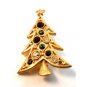 Vintage Gold Tone & Multi Rhinestone Christmas Tree Brooch by Lia