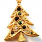 Vintage Gold Tone & Multi Rhinestone Christmas Tree Brooch by Lia