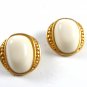 Goldtone & White Clip On Earrings Marked ?? 7SA ???? 72414
