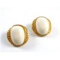 Goldtone & White Clip On Earrings Marked ?? 7SA ???? 72414