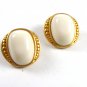 Goldtone & White Clip On Earrings Marked ?? 7SA ???? 72414