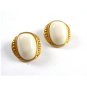 Goldtone & White Clip On Earrings Marked ?? 7SA ???? 72414