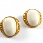 Goldtone & White Clip On Earrings Marked ?? 7SA ???? 72414