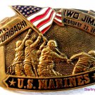 Vintage Solid Brass U.S. Marines Iwo Jima Belt Buckle