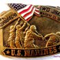 Vintage Solid Brass U.S. Marines Iwo Jima Belt Buckle