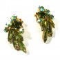 Vintage Watermelon Green Rhinestone Clip On Earrings Unbranded 71215aa