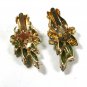 Vintage Watermelon Green Rhinestone Clip On Earrings Unbranded 71215aa