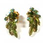 Vintage Watermelon Green Rhinestone Clip On Earrings Unbranded 71215aa
