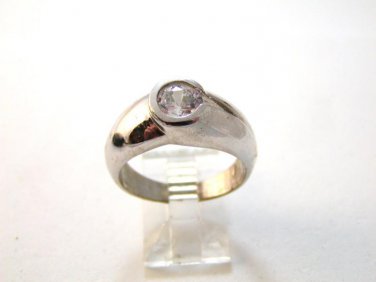 Vintage Sterling Silver & Cz Engagement Ring Sz 9