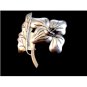 Large Vintage Sterling Silver Flower Brooch 01012013ab