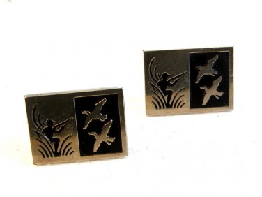 Vintage Silver Tone Duck Hunter Cufflinks