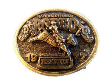 Vintage 1977 National Rodeo Hesston Belt Buckle