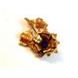 Vintage Gold Tone & Blue Stone Flower Brooch