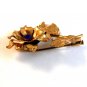 Vintage Gold Tone & Blue Stone Flower Brooch