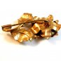 Vintage Gold Tone & Blue Stone Flower Brooch