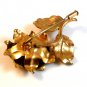 Vintage Gold Tone & Blue Stone Flower Brooch