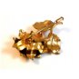 Vintage Gold Tone & Blue Stone Flower Brooch