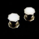 Art Deco Silvertone Mother of Pearl Cufflinks Bear Wilde KUM-A-PART 102714p