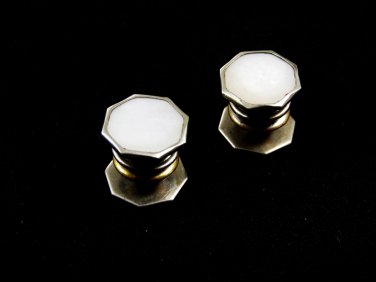 Art Deco Silvertone Mother of Pearl Cufflinks Bear Wilde KUM-A-PART 102714p